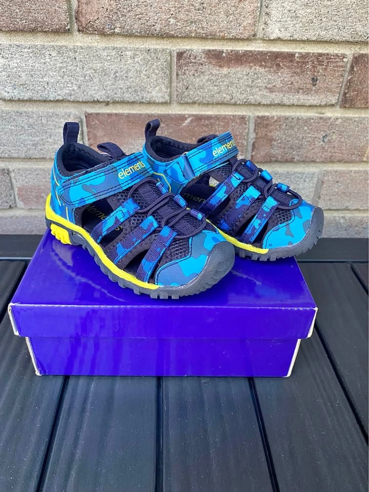 Elements Blue Camo Sandals size 8T toddler boy