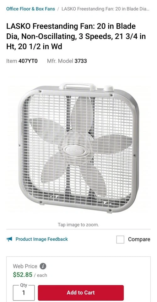 Lasko 20-inch Box Fan - photo 2