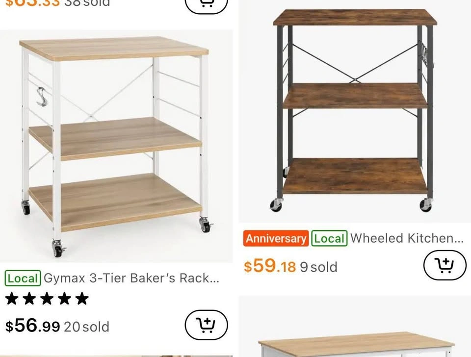 White 3-Tier Kitchen Utility Cart (Baker’s rack) - photo 4