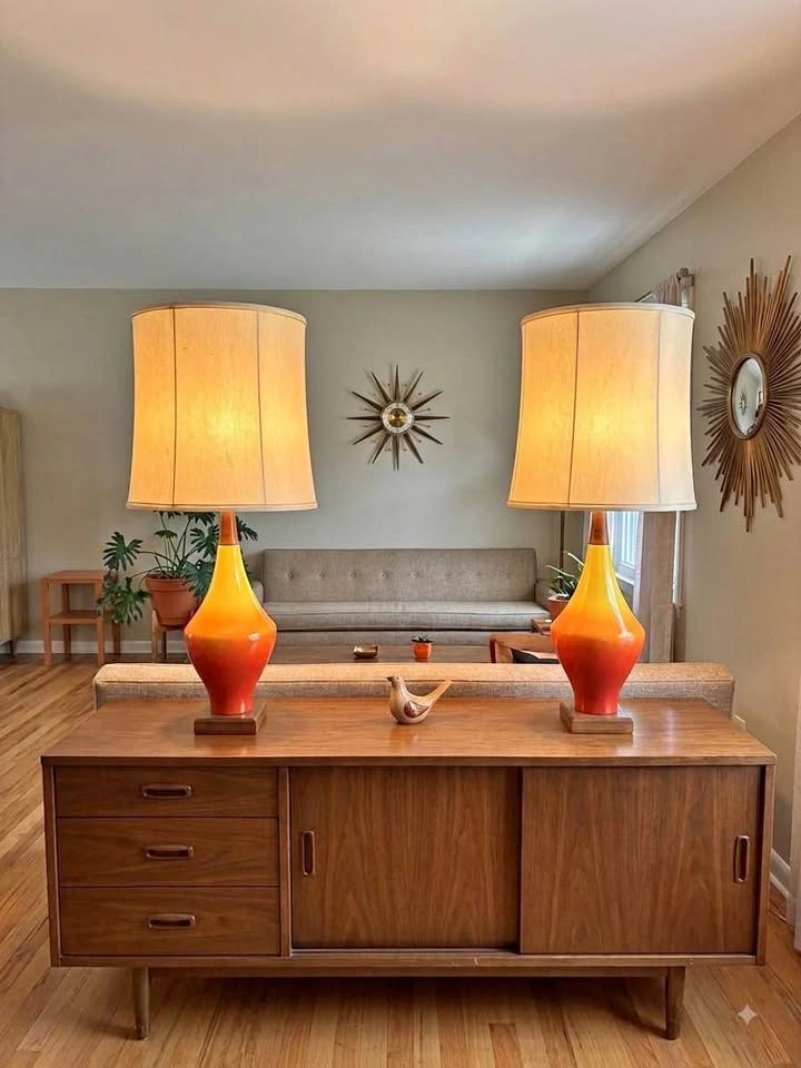 Pair of Vintage Mid-Century Modern Ombre Ceramic Table Lamps