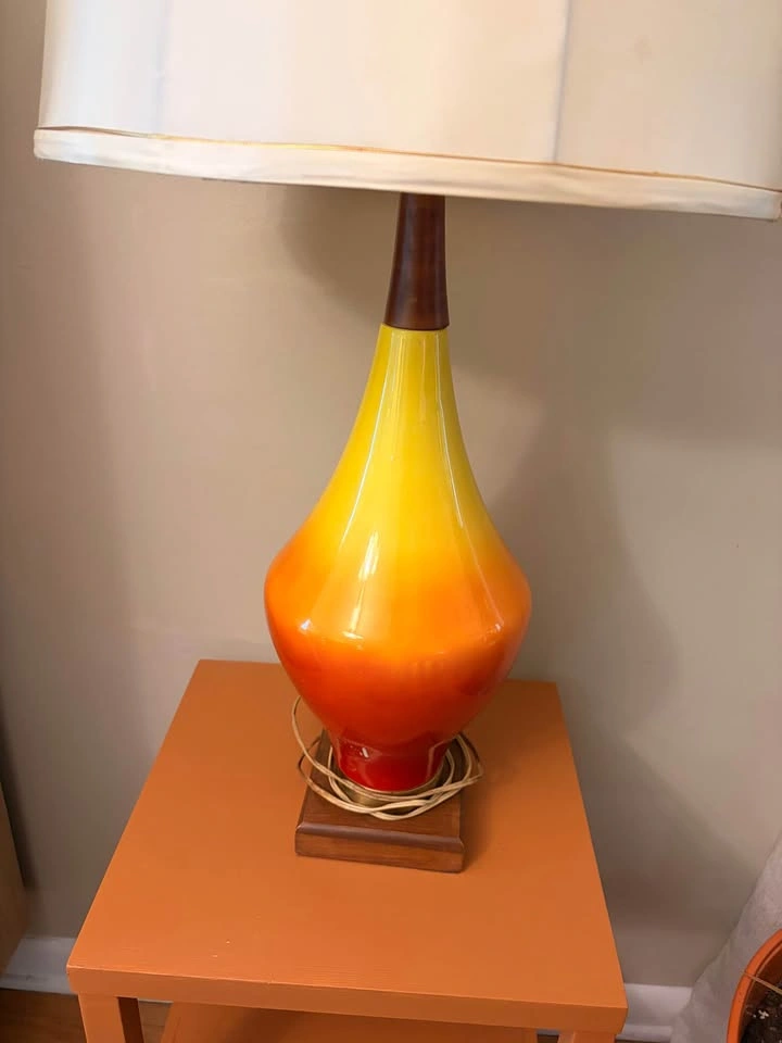 Pair of Vintage Mid-Century Modern Ombre Ceramic Table Lamps - photo 5