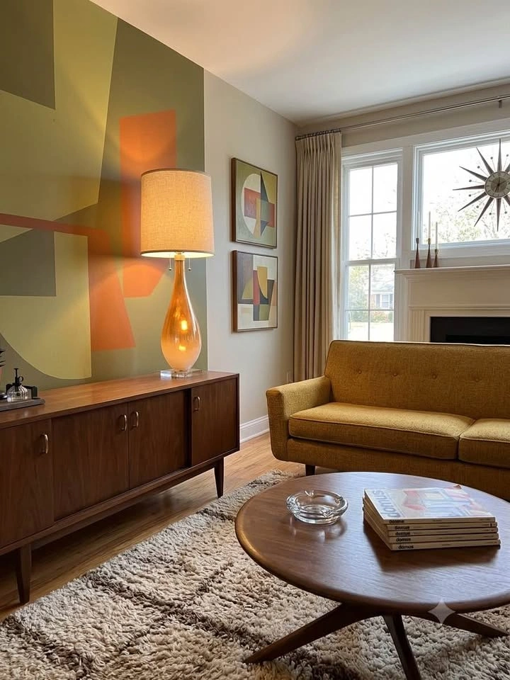 Large 32" MCM Orange Teardrop Glass Table Lamp - photo 2