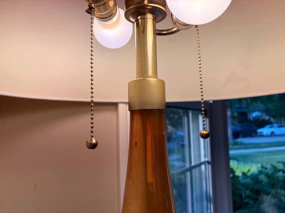 Large 32" MCM Orange Teardrop Glass Table Lamp - photo 3