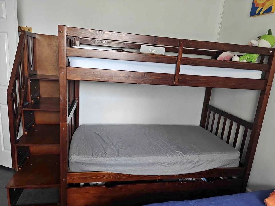 Twin Over Twin Stairway Storage Bunk Bed with Trundle