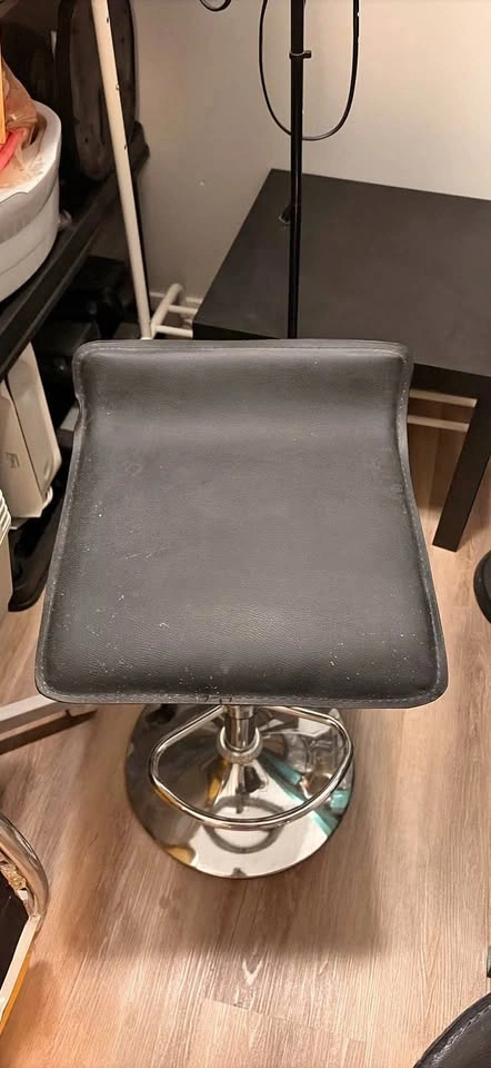 Black Faux Leather Swivel Bar Stool