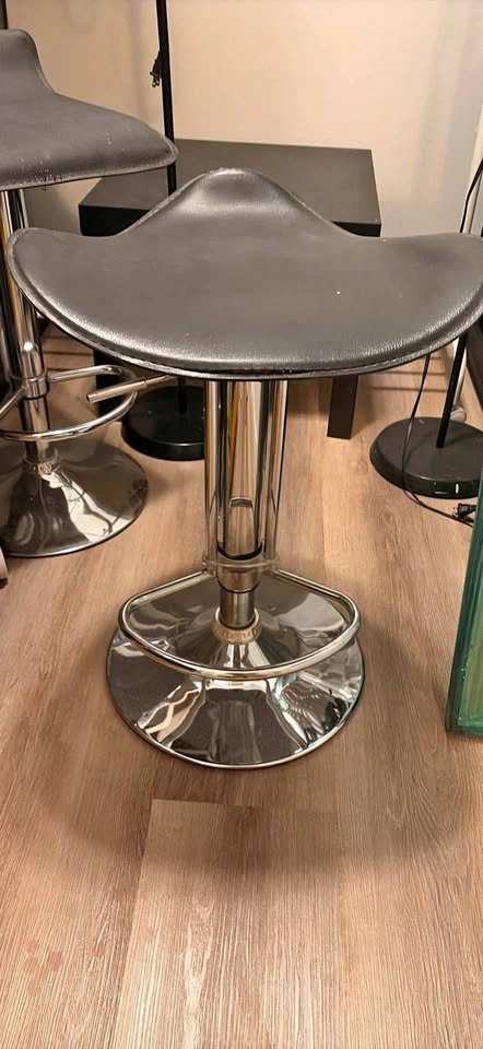 Black Faux Leather Adjustable Bar Stool