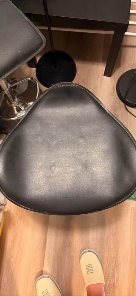 Black Faux Leather Adjustable Bar Stool - photo 2