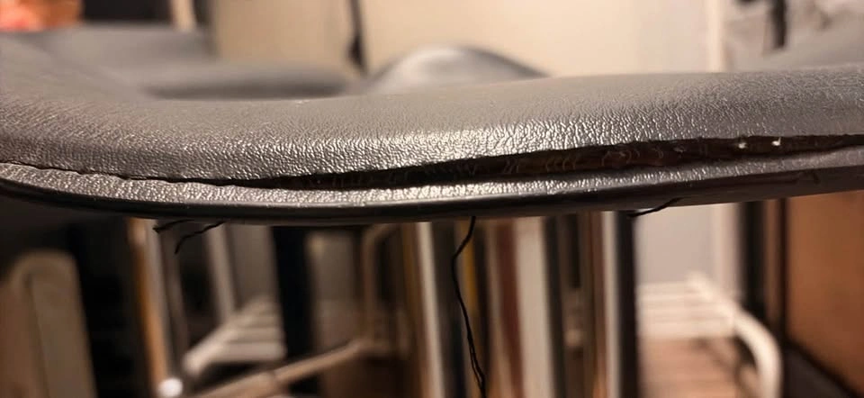 Black Faux Leather Adjustable Bar Stool - photo 3