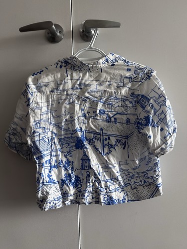 Atelier Blue Scenic Linen Blend Crop Shirt S - photo 2