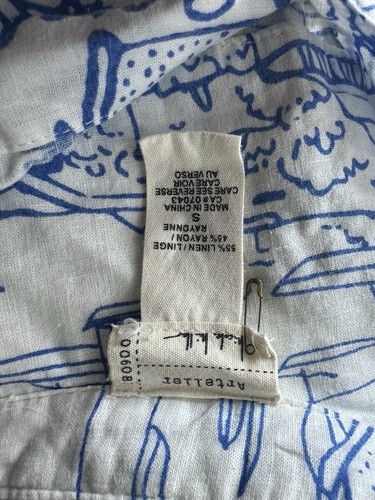 Atelier Blue Scenic Linen Blend Crop Shirt S - photo 3