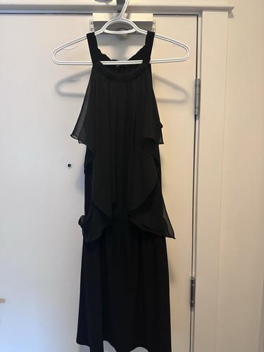 B’Leev Black Ruffle Halter Maxi Dress