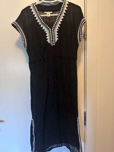 Lucky in Love Black & White Embroidered Cotton Boho Midi Tunic D