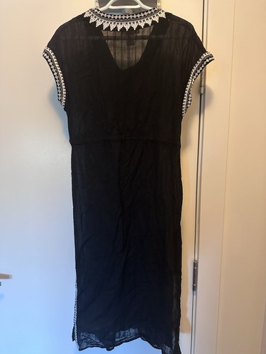 Lucky in Love Black & White Embroidered Cotton Boho Midi Tunic D - photo 2