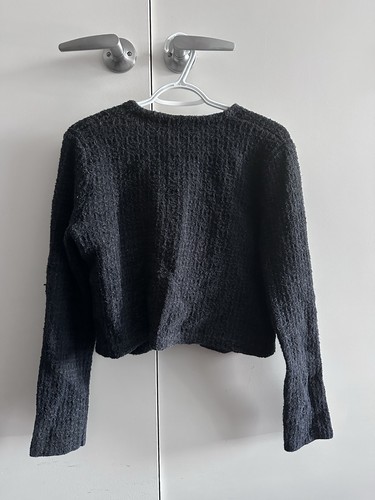 UNIQLO Knitted Short Cardigan Jacket in Black Tweed - photo 2