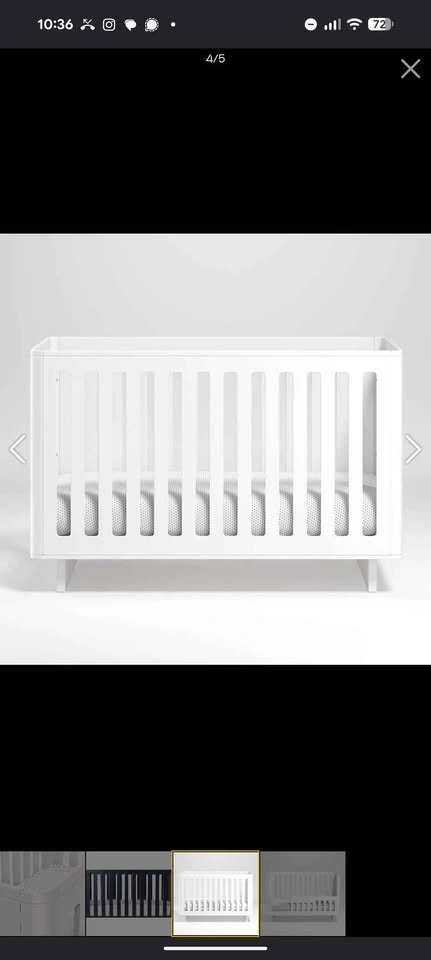 Crate & Barrel White Sycamore Adjustable Crib with Toddler Rail - photo 2