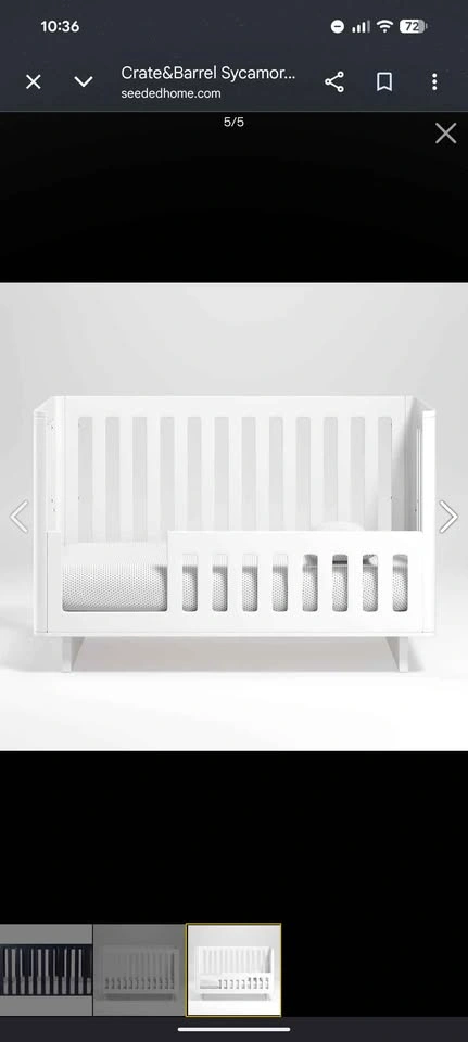 Crate & Barrel White Sycamore Adjustable Crib with Toddler Rail - photo 3