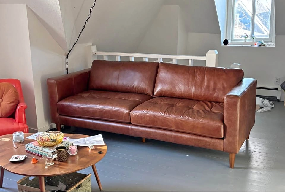 Custom Brown Leather Couch