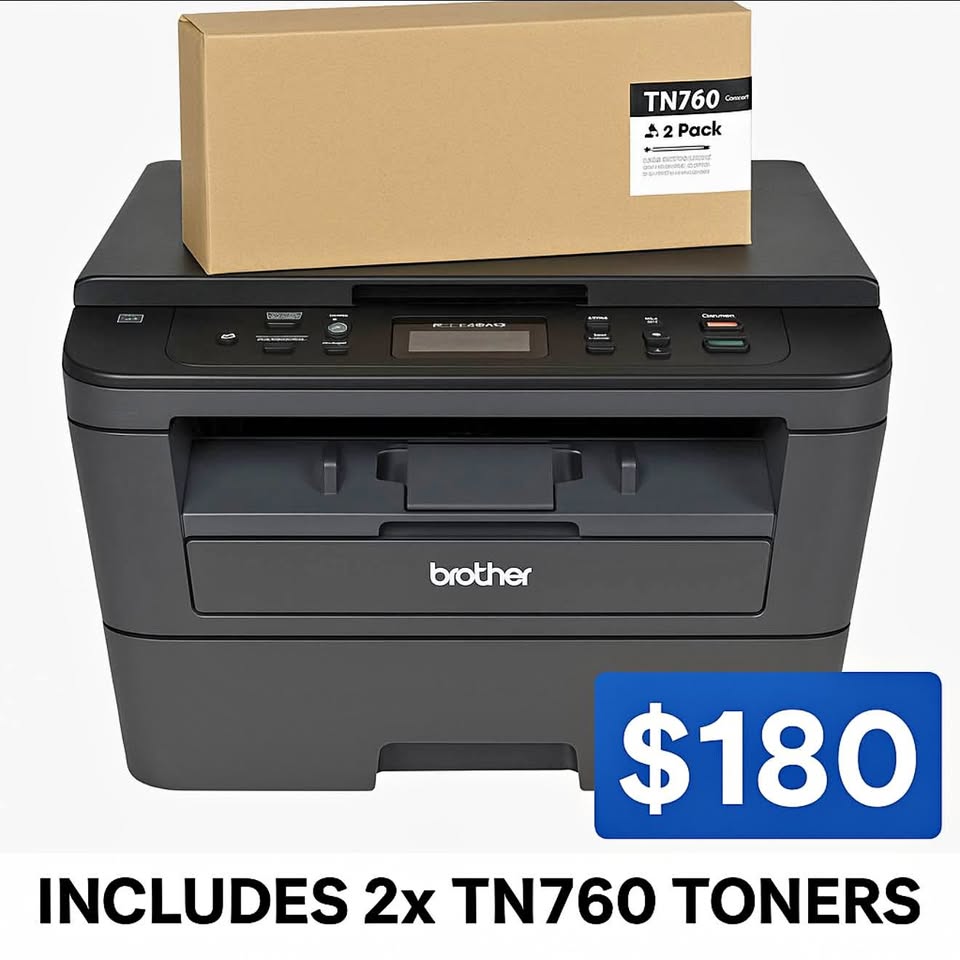 Brother HL-L2390DW Laser Printer + 2x TN760 Toner