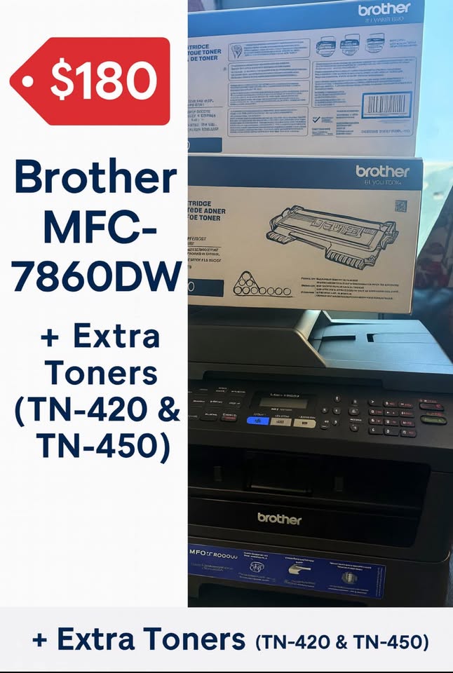 Brother MFC-7860DW Wireless Laser Printer + Extra Toners - photo 2