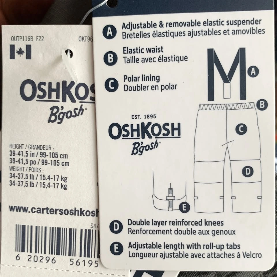 Oshkosh Kids Snow Pants Size 2T Boys/Girls Winter Pants NEW - photo 2