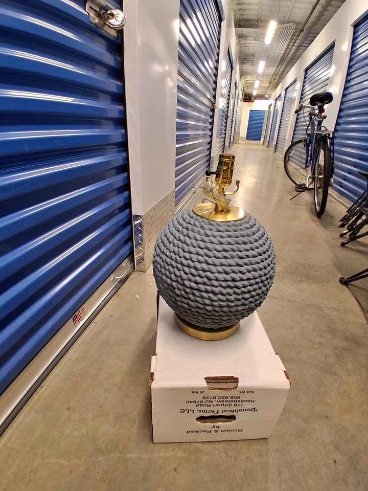 Textured Gray Spherical Table Lamp