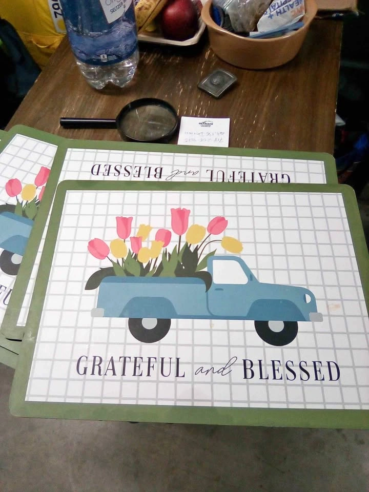 4pc Grateful and Blessed Cork-Backed Placemats