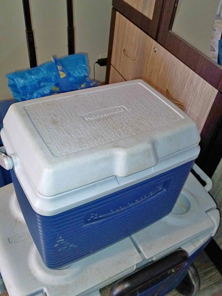 Small Rubbermaid Blue and White Cooler 🏈