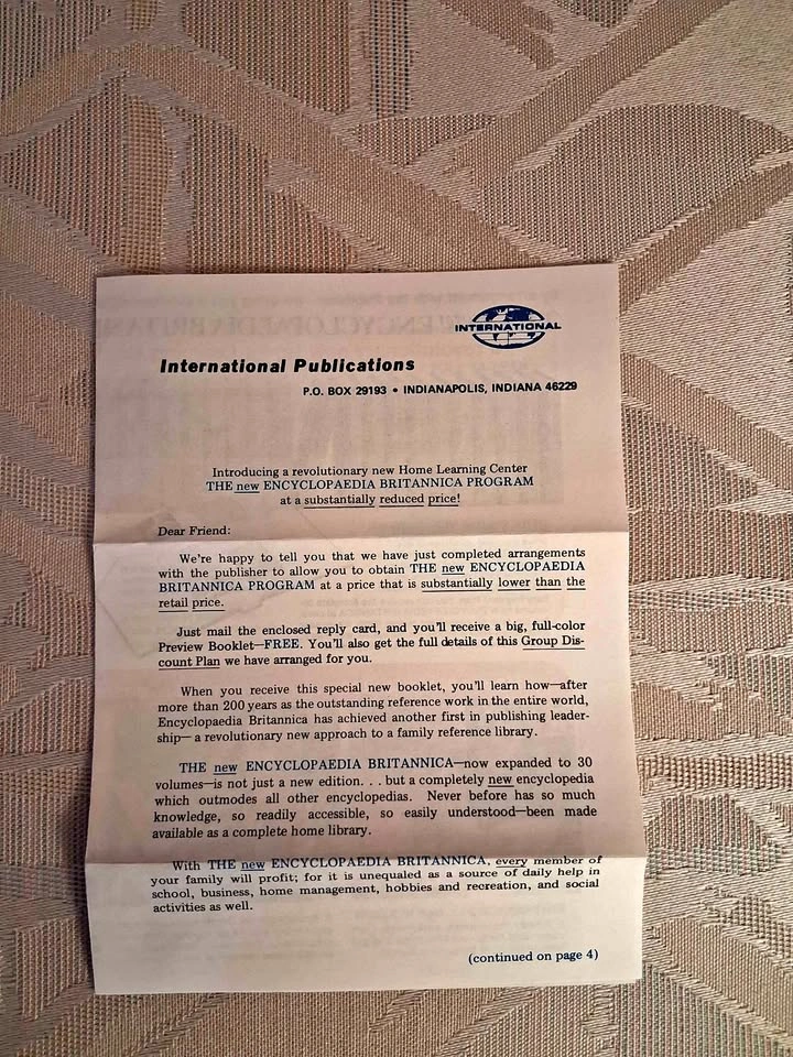 Vintage 1974 Encyclopaedia Britannica Mailer & Brochure