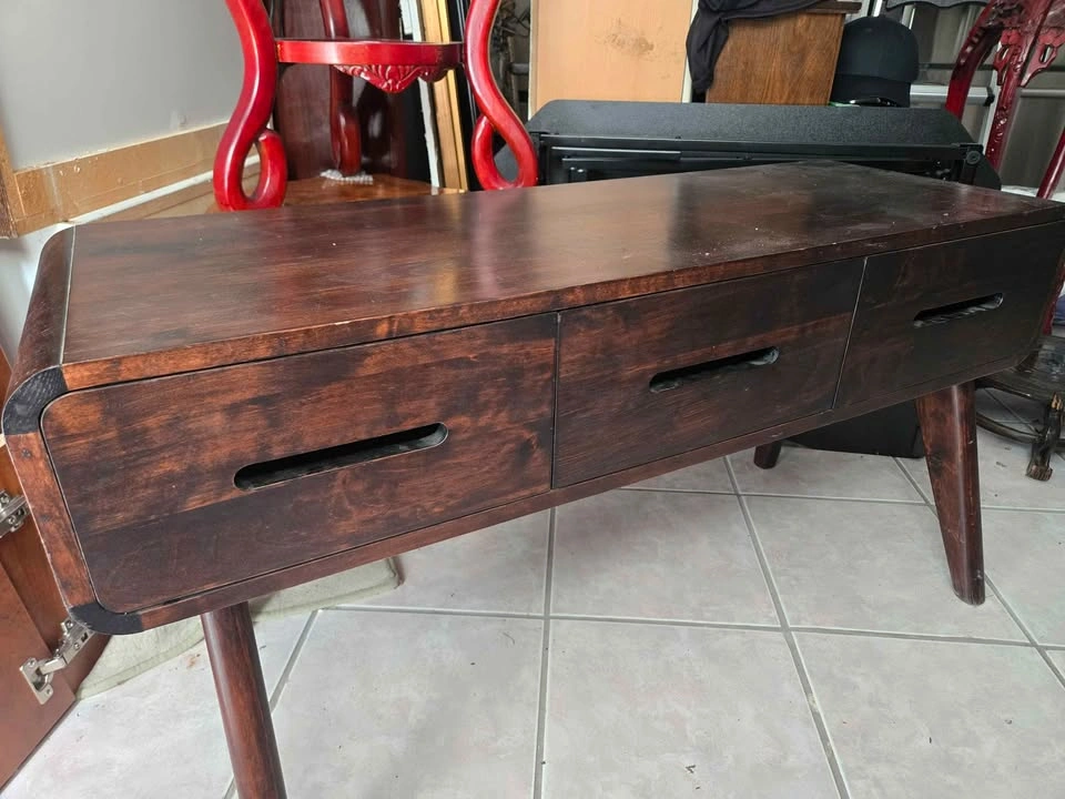 Mid-Century Modern Style 3-Drawer Console Table - photo 2