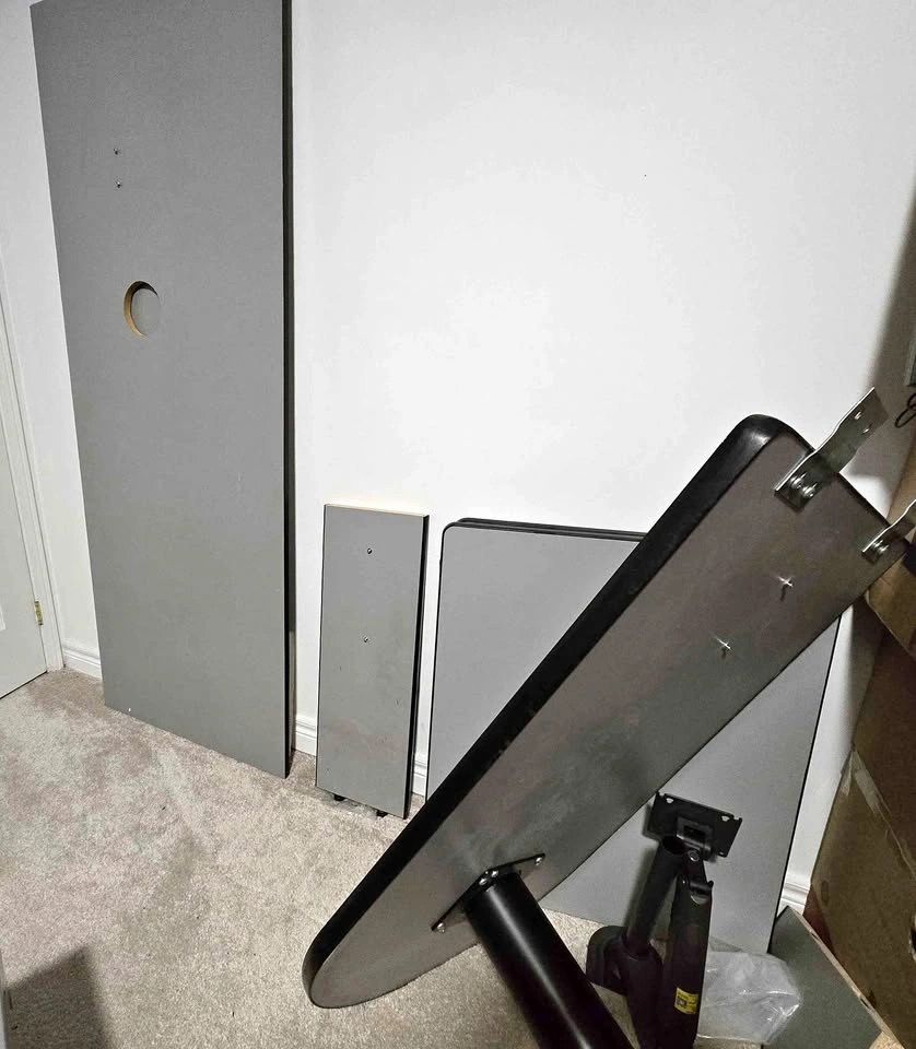 Grey Disassembled Desk with Metal Legs