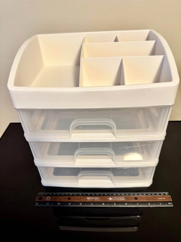 3-Drawer Plastic Desktop Organizer with Top Tray - photo 2