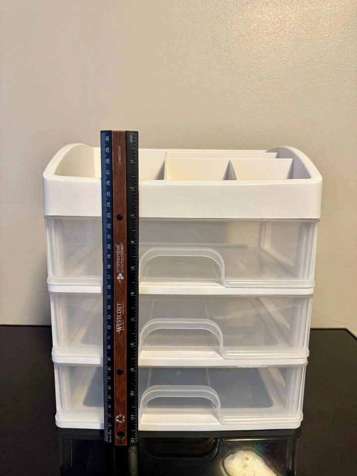 3-Drawer Plastic Desktop Organizer with Top Tray - photo 3