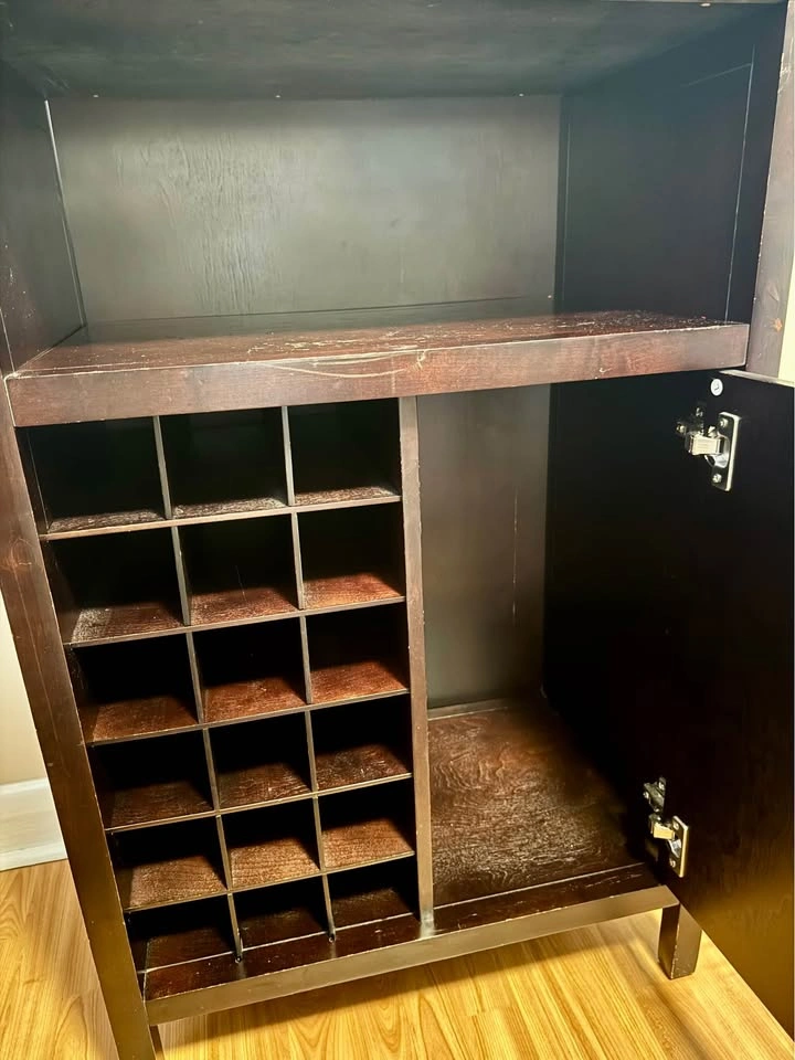 Dark Wood Wine Bar Cabinet with Wine Rack - photo 2