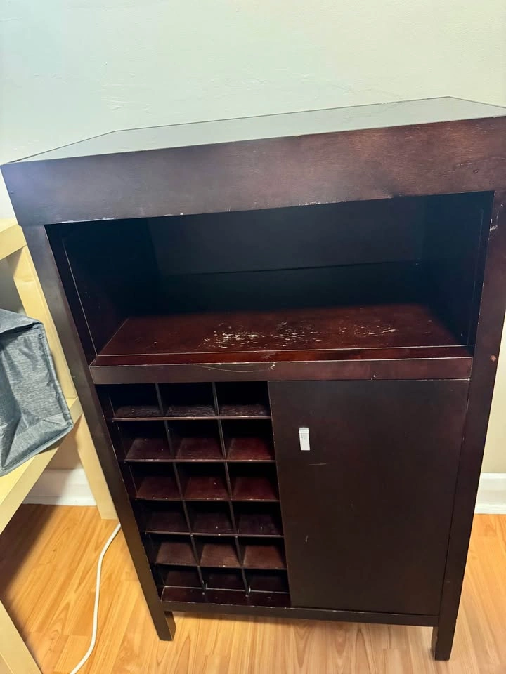 Dark Wood Wine Bar Cabinet with Wine Rack - photo 4