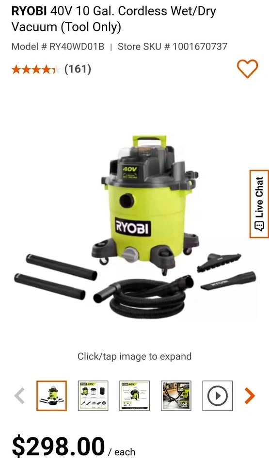 Mint RYOBI cordless vaccum