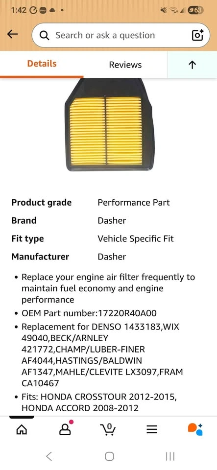 BRAND NEW engine air filter for Honda - photo 3