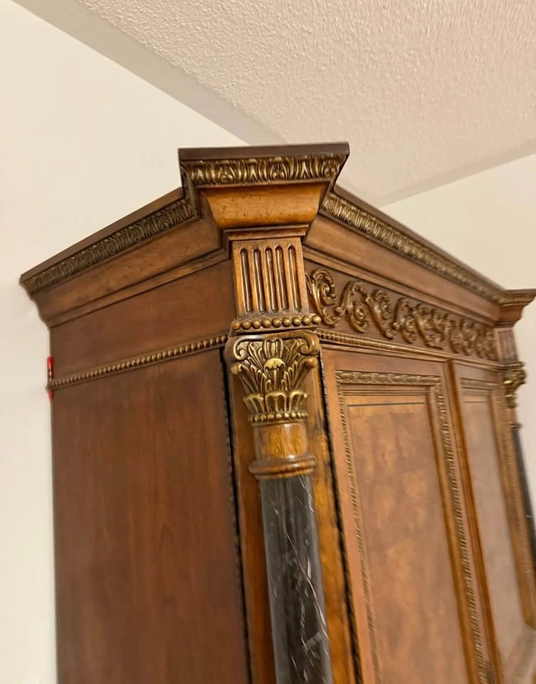 Ornately Carved Burl Wood Entertainment Armoire - photo 5