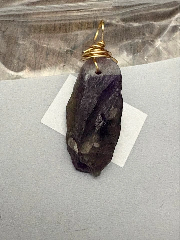 Raw Amethyst Wire Wrapped Pendant