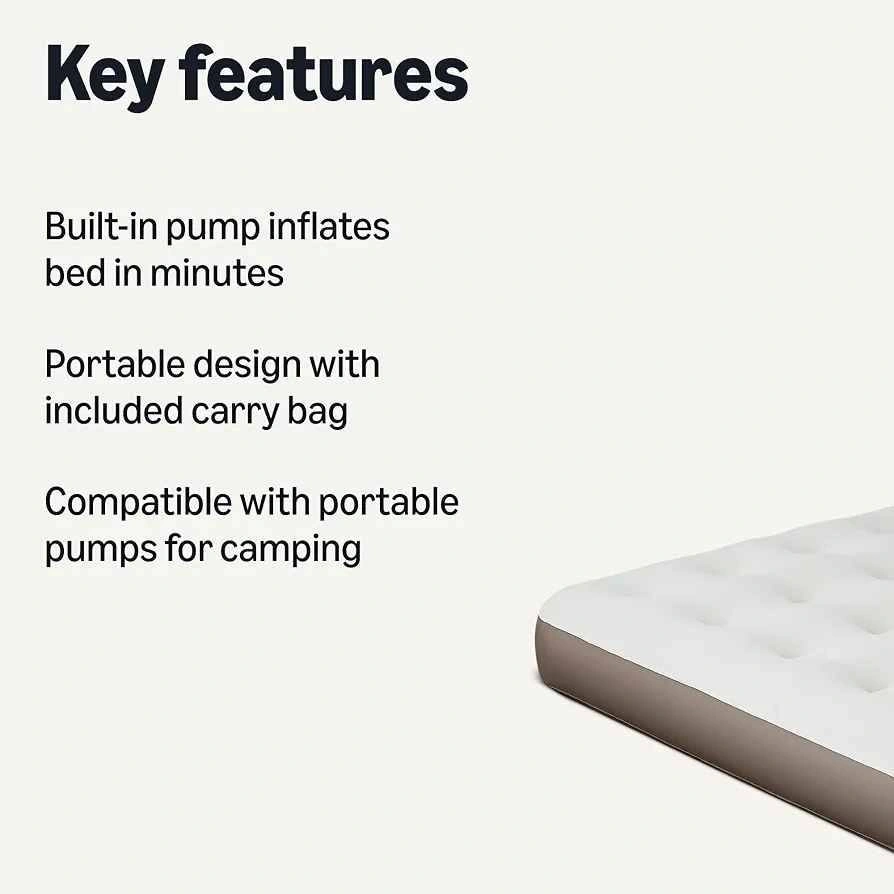 Electric Inflatable Air Mattress (Queen, Cream) - Amazon Basics - photo 3