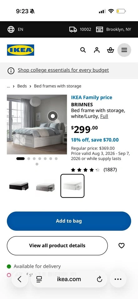 IKEA BRIMNES Bed Frame with Storage