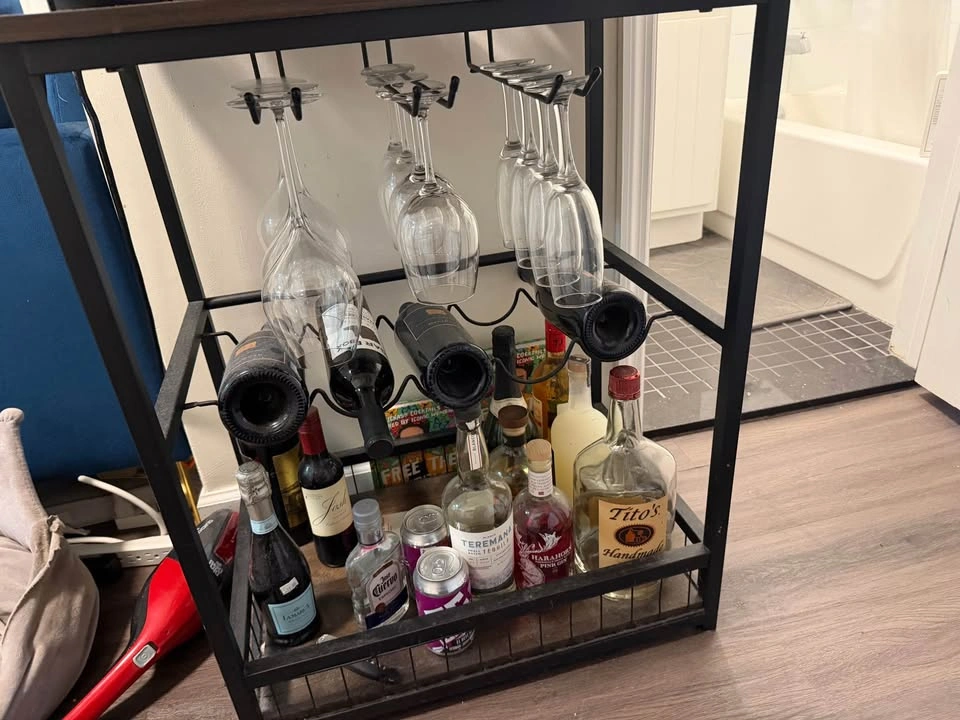 Industrial Wood and Metal Bar Cart - photo 2