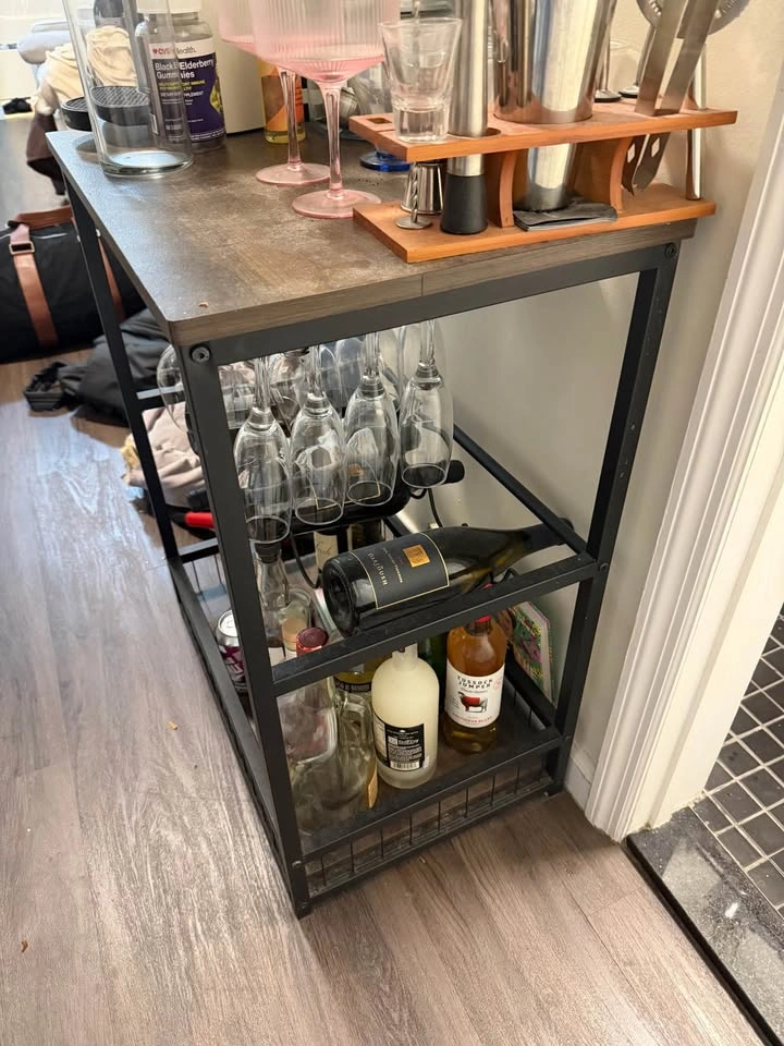 Industrial Wood and Metal Bar Cart - photo 3