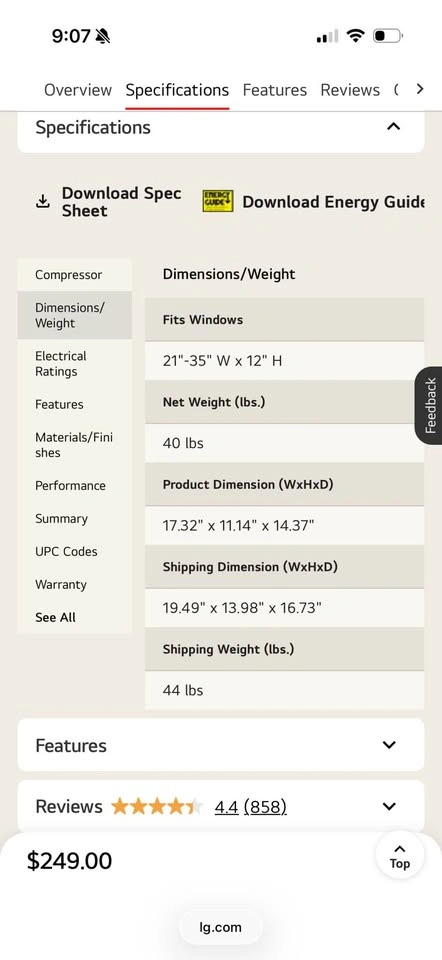 LG LW6017R Window Air Conditioner - photo 3