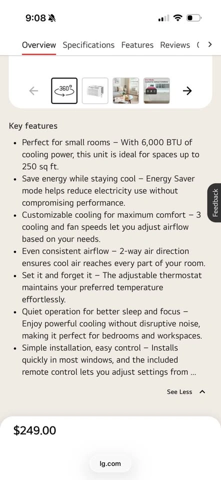 LG LW6017R Window Air Conditioner - photo 4