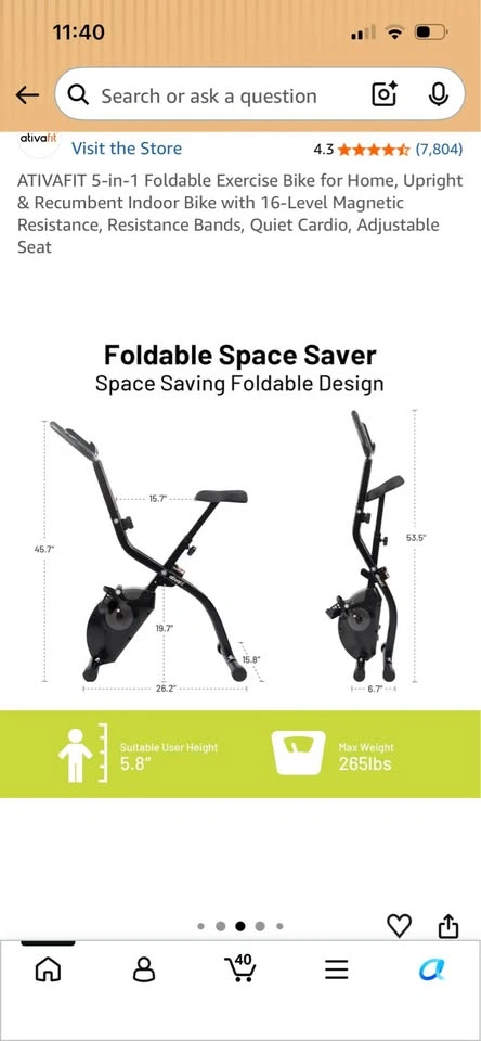 Ativafit Foldable Exercise Bike - photo 4