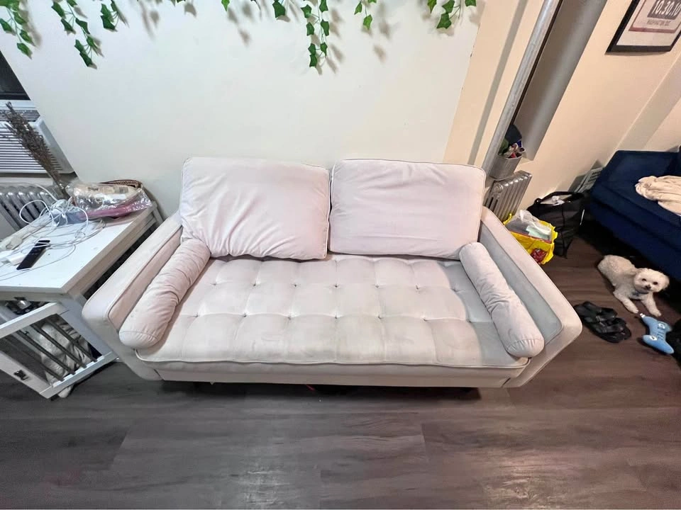 61.5 Inch Tufted Pink Velvet Sofa