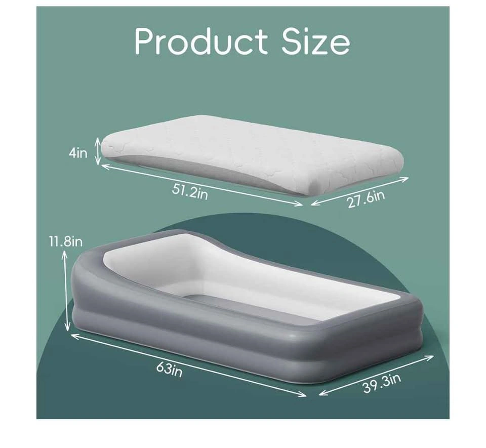 Inflatable Toddler Travel Bed with Bumper and Mattress - photo 2