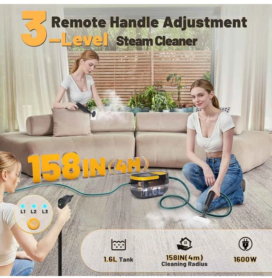 Handheld Steam Cleaner 1600W 1.6L Tank - photo 2