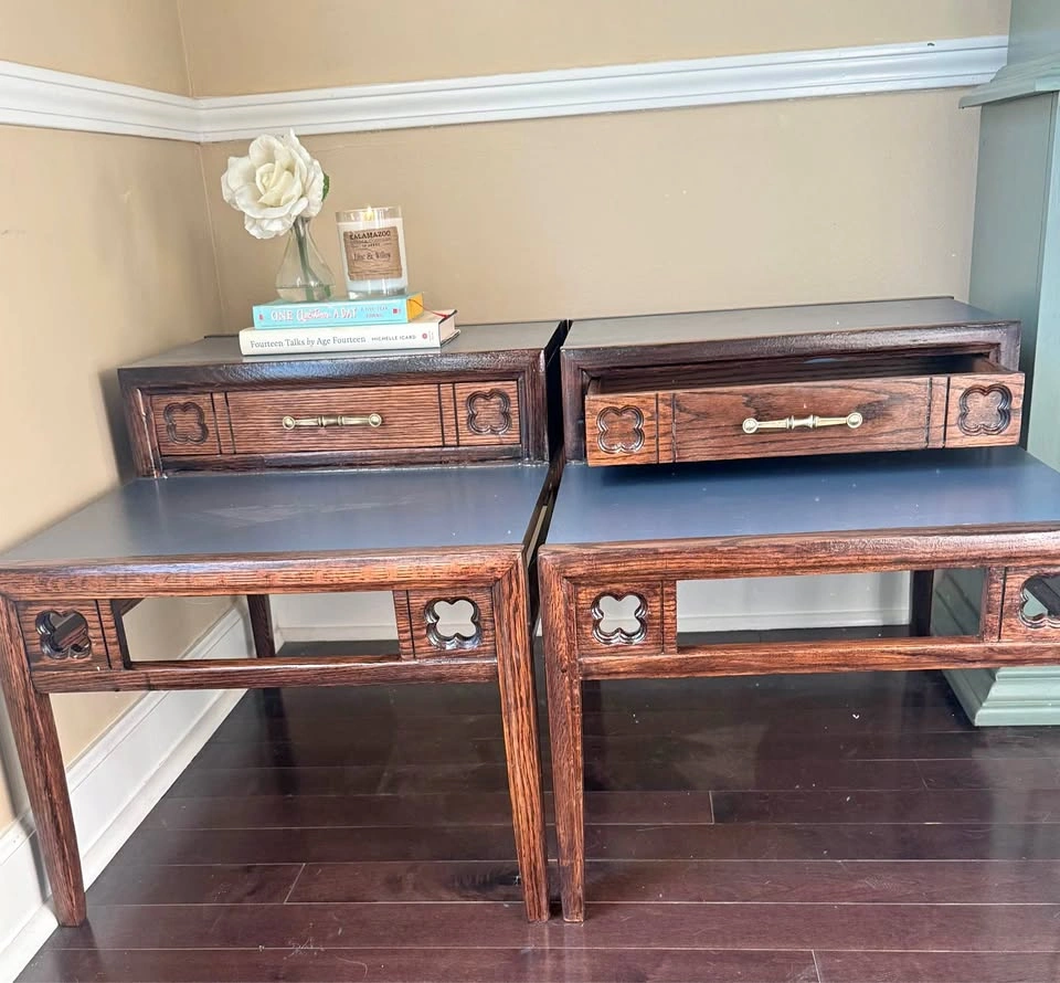 Vintage Mid-Century Mersman Two-Tier Step End Tables Set