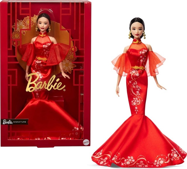 Barbie Lunar New Year Doll Wearing Qipao Dress with Plum Blossom